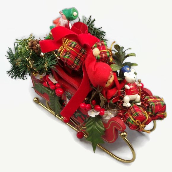 Vintage Other - Vintage Christmas Wood Sleigh Assemblage Decoration